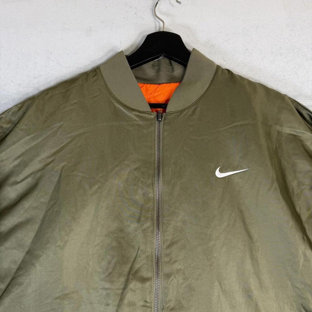 Nike Sportswear Reversible Varsity Bomber Jacket Womens XL Green Orange Quilted - Picture 8 of 11
